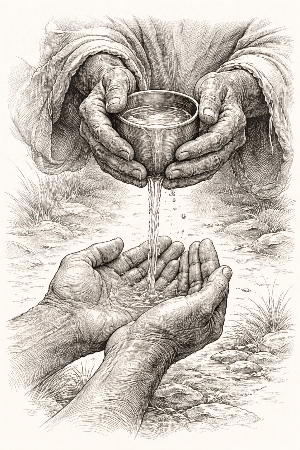 Illustration accompanying the travel piece 'Water from Empty Hands'